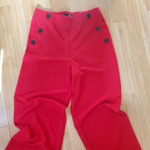 Wide leg red pants high rise